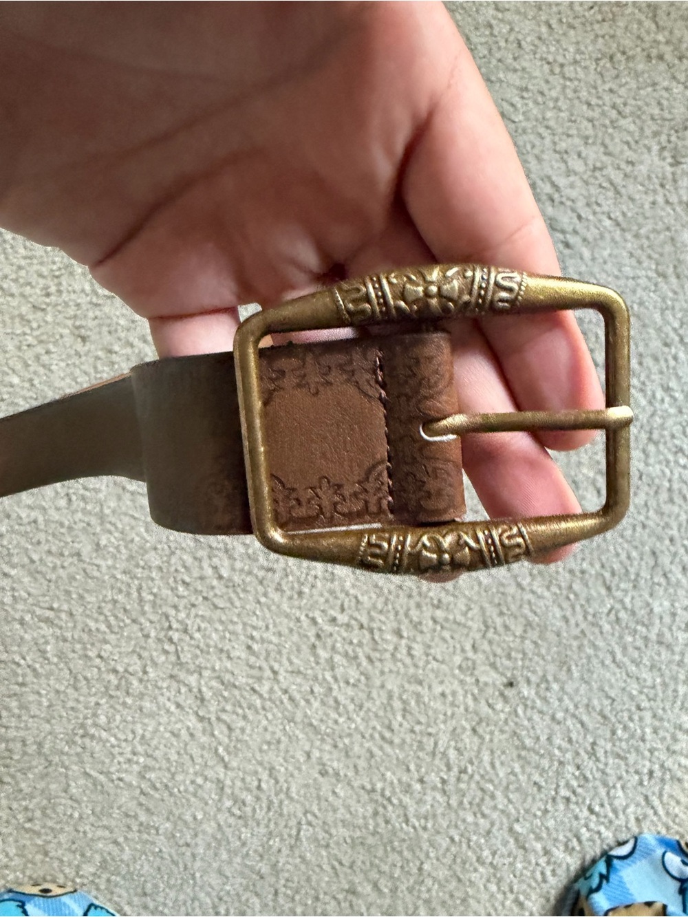 Men's Brown Leather Belt with gold Buckle